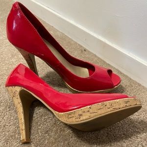 Red peep toe size 8